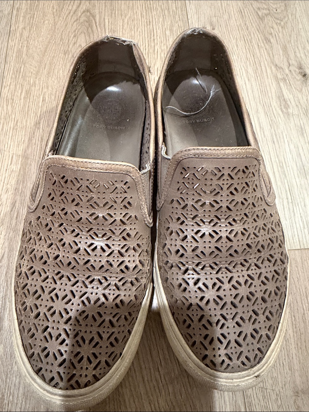 Sz 8.5 Tory Burch Women’s Lennon Perforated Slip-On Sneaker Shoes